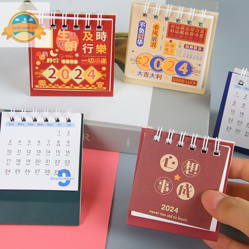 Lịch Để Bàn mini coutr 2024 Dùng Trang Trí Văn Phòng / Trường Học