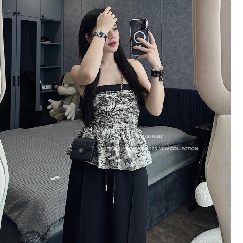 Áo quây body xoè, áo nữ ống bí 2 lớp ,áo cúp ngực kèm mút alohashop91