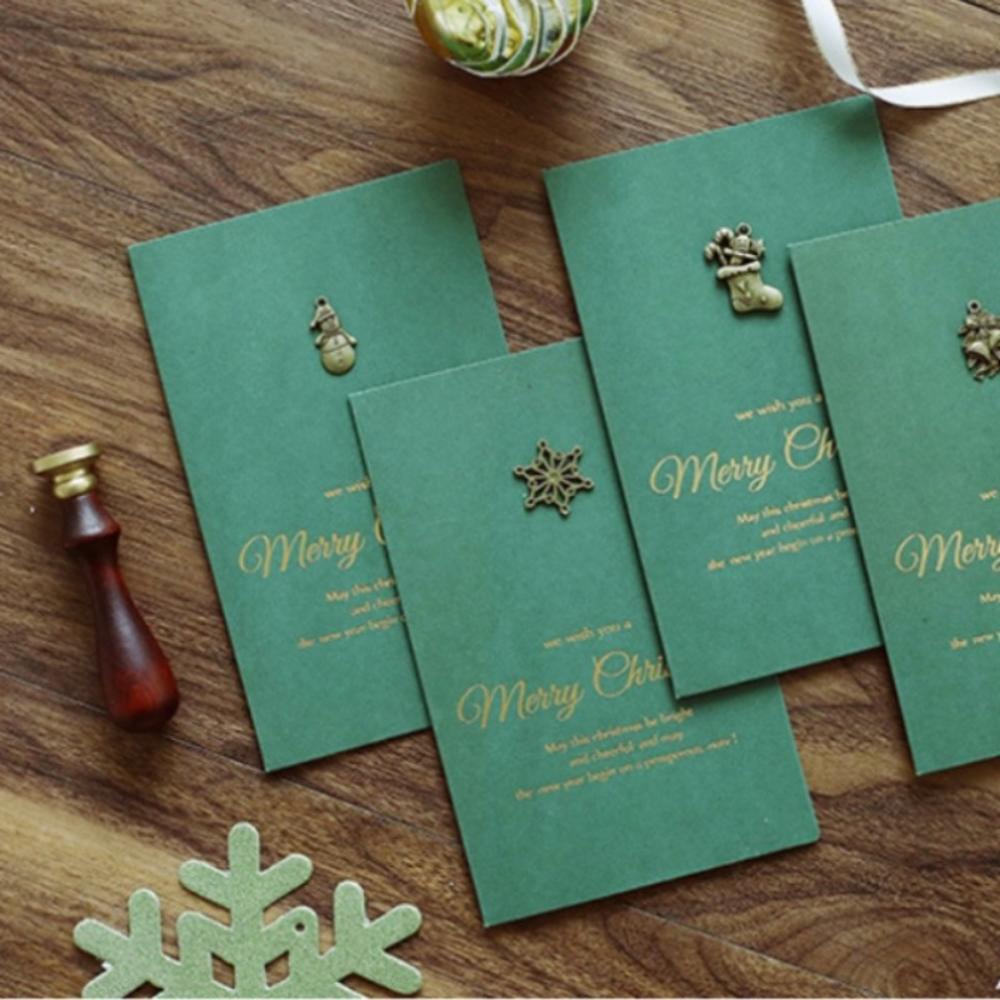 Thiệp Chúc Mừng Giáng Sinh Dập Nổi Màu Vàng Kèm Phong Bì