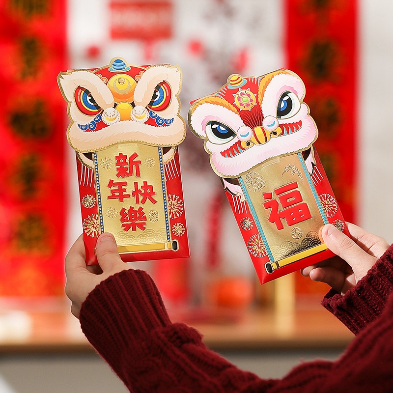 Set 6 Bao Lì Xì 3d Hình Rồng Đỏ Cho Lễ Hội Mùa Xuân 2024