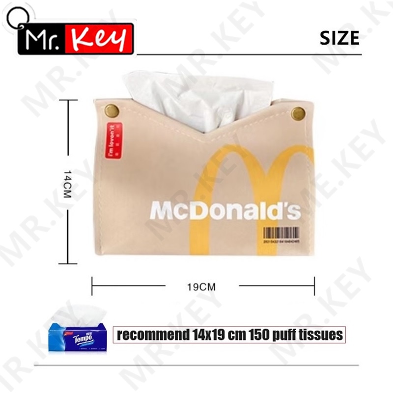 [mr.key] Hộp Đựng Khăn Giấy Bằng pu Phong Cách Mcdonald 'S Sáng Tạo Để Bàn Trang Trí Xe Hơi