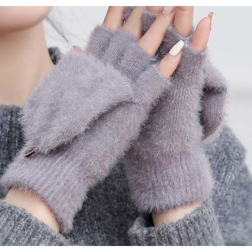 Dễ Thương Găng Tay Lông Nhung Ấm Áp Thân Thiện Với Làn Da Dành Cho Nữ