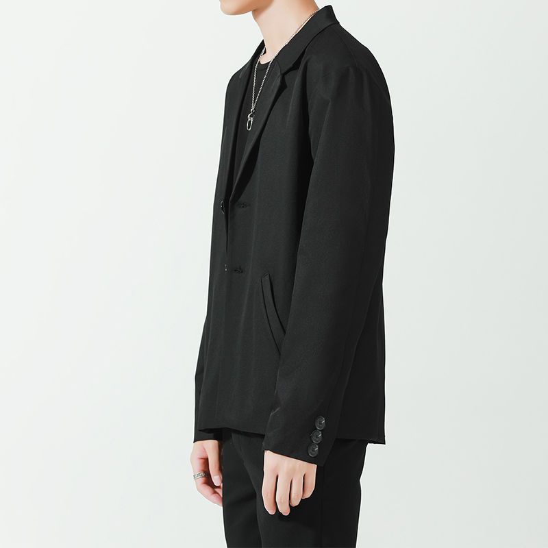 Áo Khoác Blazer Tay Dài Màu Trơn Dáng Rộng Thời Trang Cho Nam