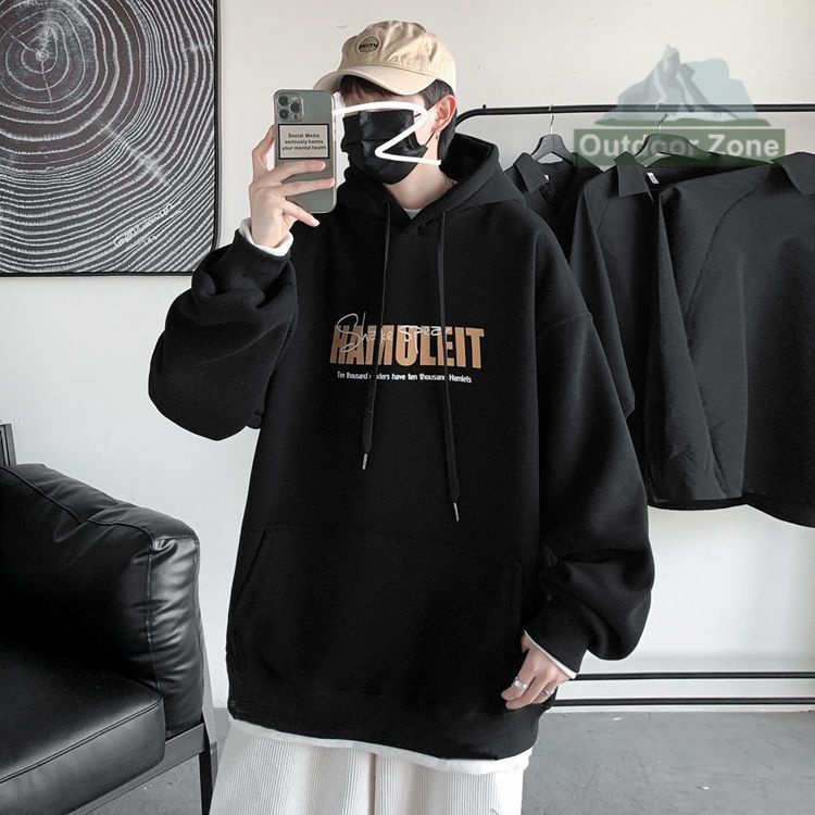 Áo hoodie Lông Cừu Dày Dặn Dáng Rộng Thời Trang Xuân Thu Cho Nam