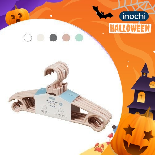 Móc áo kiểu Inochi - Hara 183( set 10 chiếc) màu Xanh/Hồng/Trắng/Ghi