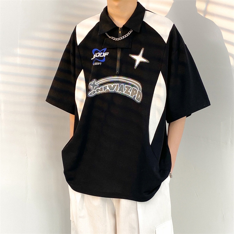Ucnl Áo polo Ngắn Tay Form Rộng Phong Cách retro Dành Cho Nam