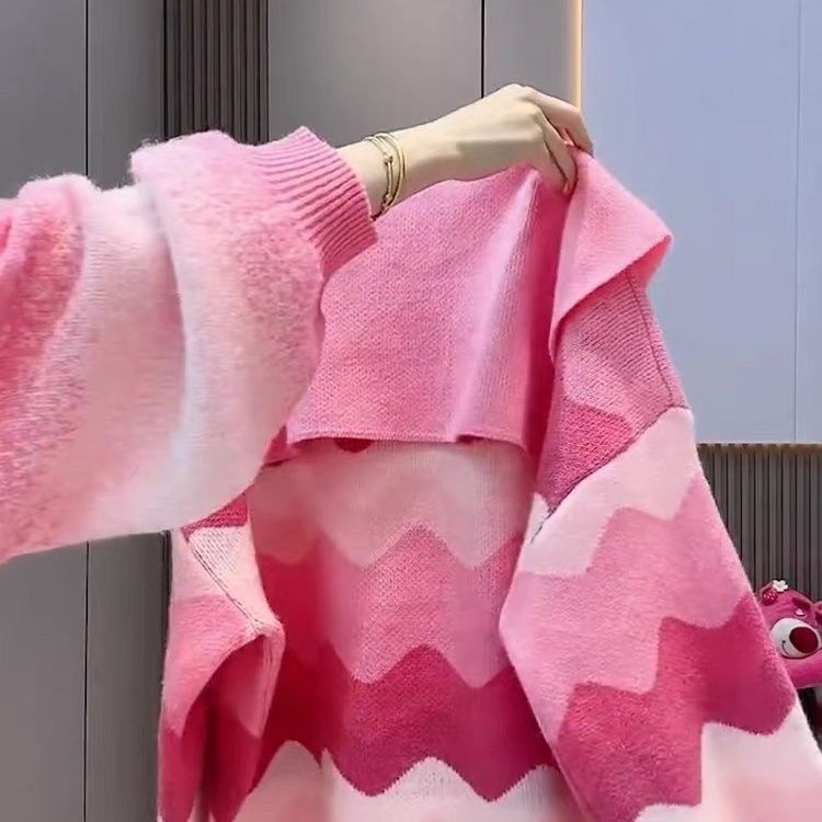 Jh Hàng Có Sẵn Áo sweater Dệt Kim Cao Cấp Phong Cách Châu Âu Màu Hồng Thời Trang Mới 2023