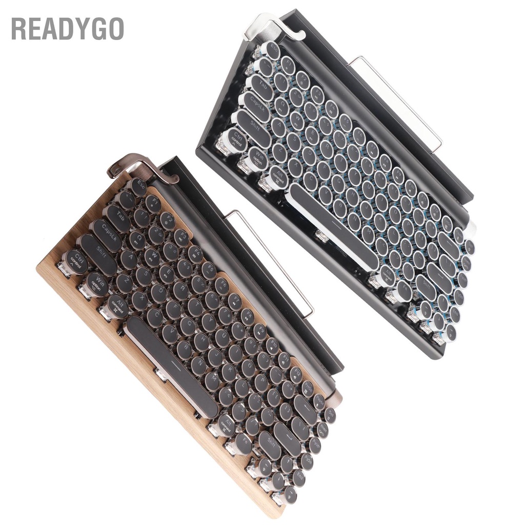 ReadyGo Có hàng sẵn Bàn phím máy đánh chữ 83 cơ Bluetooth không dây cổ điển có nắp tròn bằng kim loại