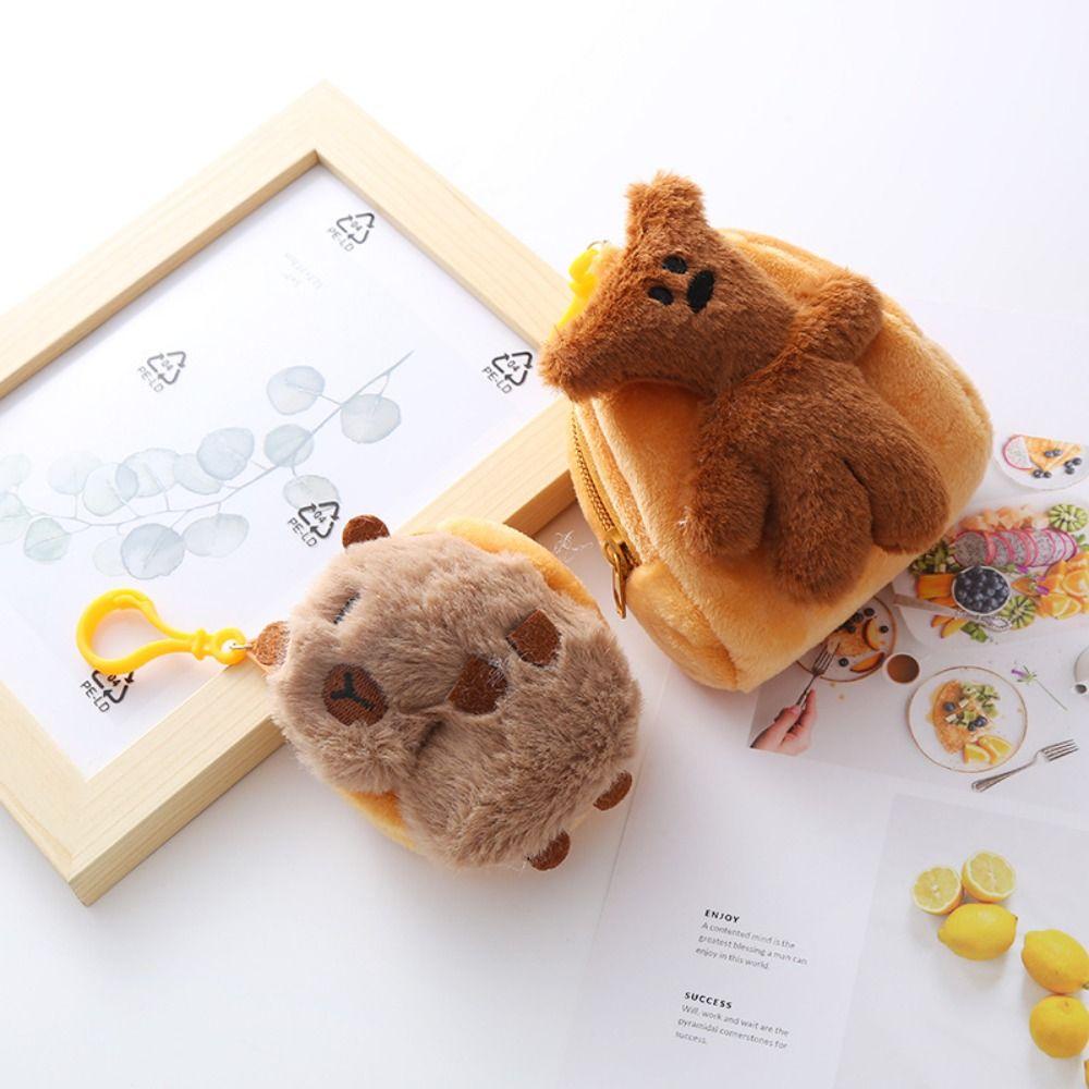 Bluevelvet capybara Móc Khóa Túi Đựng Tiền Xu Hình Chú Heo Hoạt Hình Bằng Bông Xinh Xắn