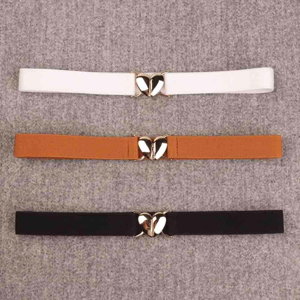Thắt Lưng Mỏng Màu Đen Khóa Hình Trái Tim Trang Trí Đa Năng Dành Cho Bạn Nữ f3t5