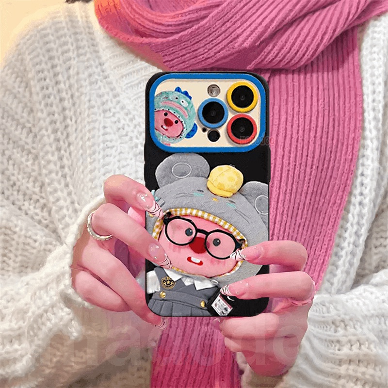Ốp lưng For iPhone 15 14 13 12 11 Pro Xs max Mini 7 8 6 6S Plus X XR 14ProMax 13promax 12promax 11promax 6+6S+ 7+ 8+ Cute Cartoon Duck-cap beaver Plush Loopy Couple BFF Fine Hole Large window Anti-fall Soft Phone Case DSC 07