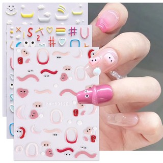 Nhãn Dán Trang Trí Móng Tay 5d Dập Nổi Họa Tiết Hoạt Hình Dễ Thương