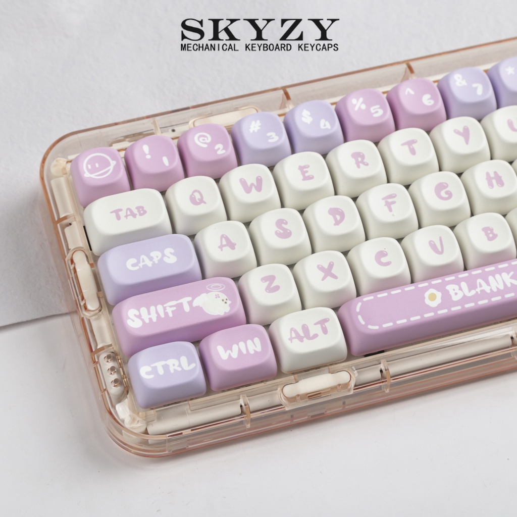 Bun keycaps moa profile Bộ Bàn Phím Cơ Màu Hồng Hoạt Hình pbt Nhuộm Hồng