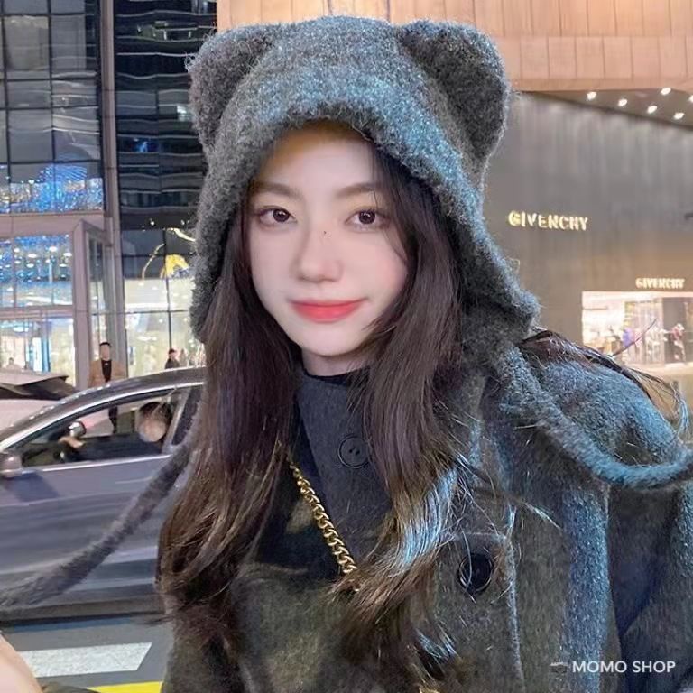 Mũ Len Dệt Kim Giữ Ấm Bảo Vệ Tai Thời Trang Phong Cách Hàn Quốc Cho Phụ Nữ Trung Niên