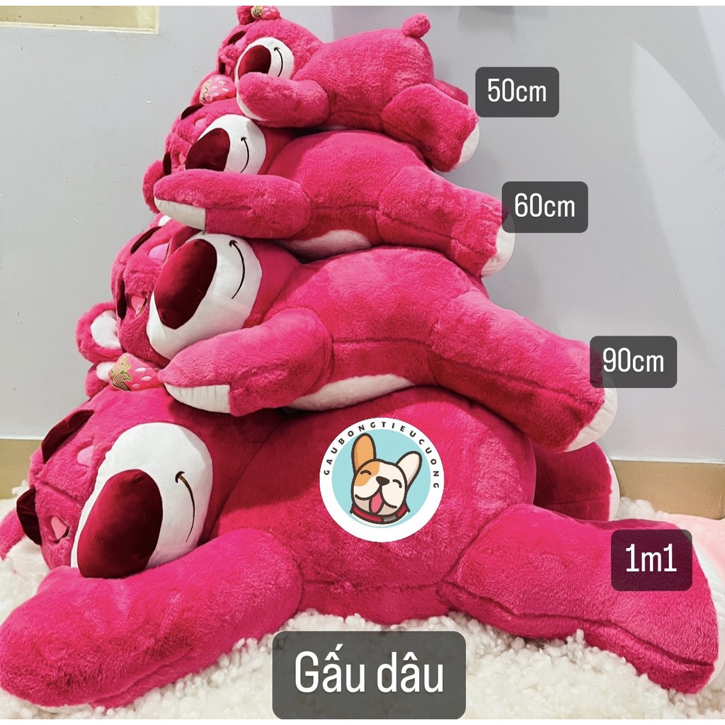Gấu Bông Gấu Lotso Dâu, Gấu Dâu Gấu Lotso Nằm Ngủ Dễ Thương 50cm 60cm 90cm 1m1