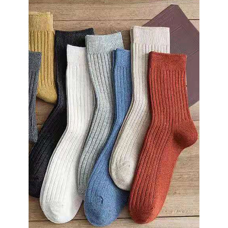 Đôi Tất Chân Cotton Màu Trơn Phong Cách vintage Thời Trang Cho Nam Nữ