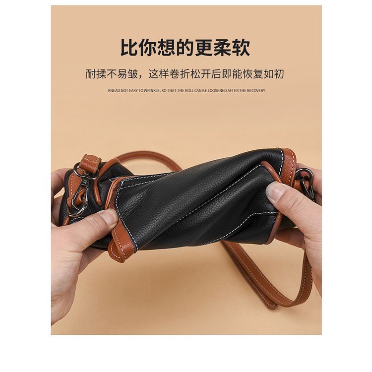 Túi Đeo Chéo Da Bò Dáng Vuông Nhỏ Màu Tương Phản Thời Trang Cho Nữ