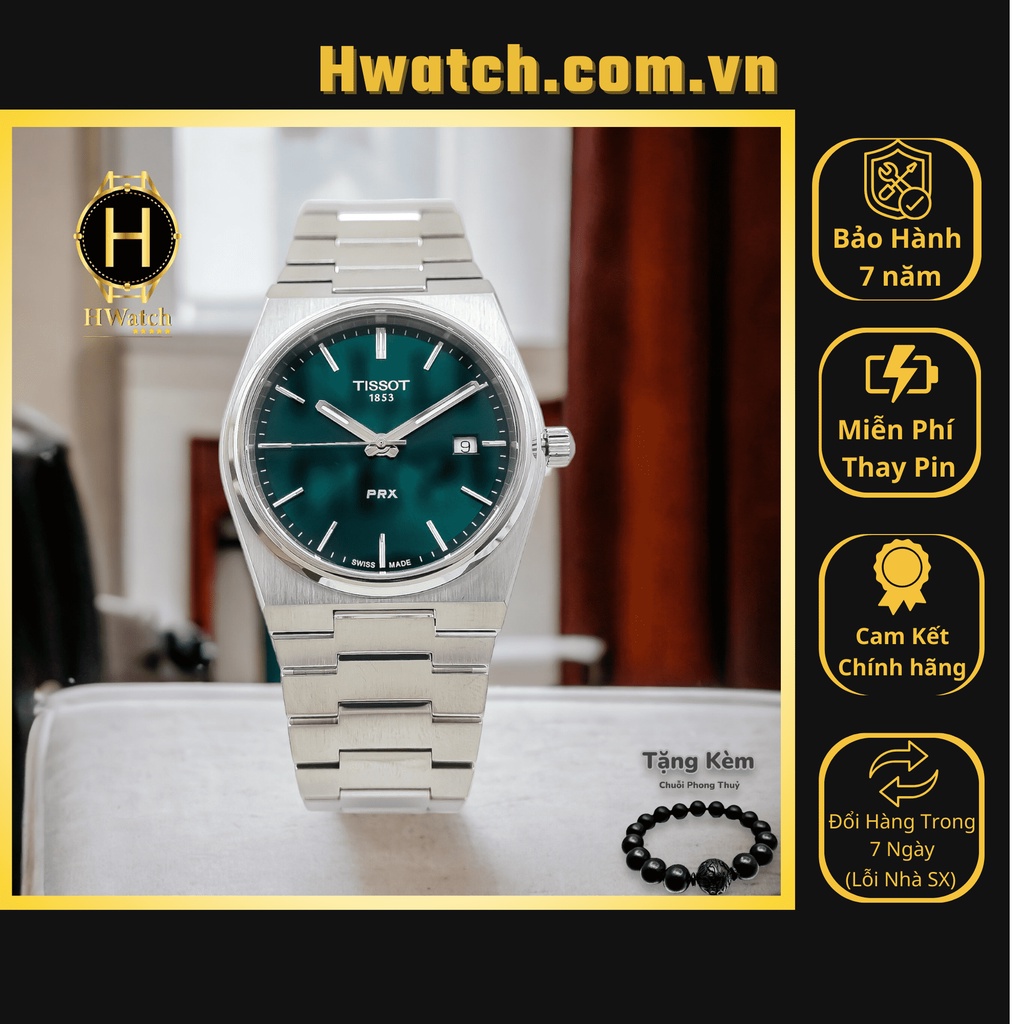 Đồng Hồ Nam Tissot Pin T137.410.11.091.00 PRX Xanh Lá Sapphire