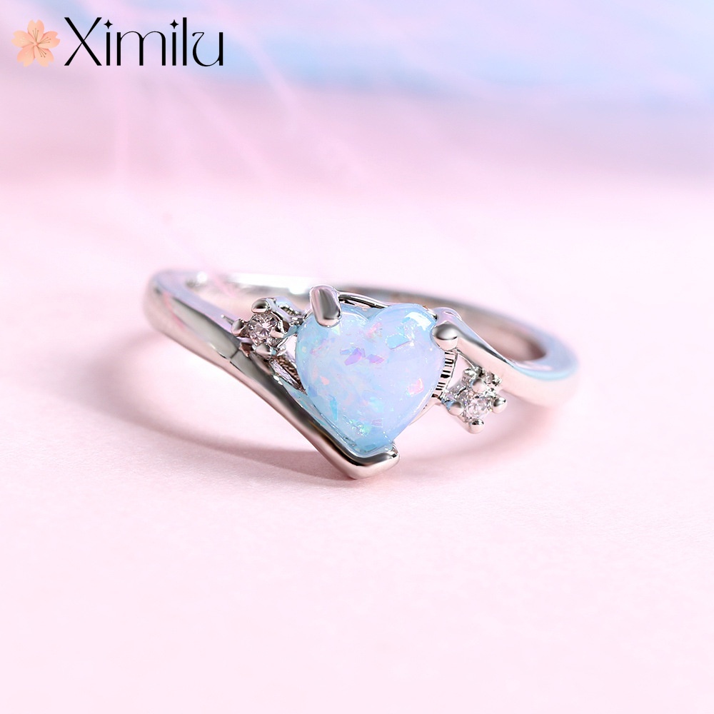 ❤ Nhẫn Bạc opal Hình Trái Tim
