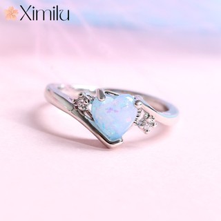 ❤ nhẫn bạc opal hình trái tim