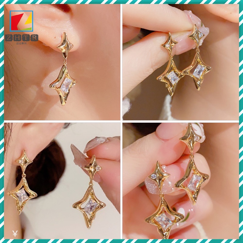 1 Đôi Bông Tai Ngôi Sao Đính Đá Thanh Lịch Sáng Tạo