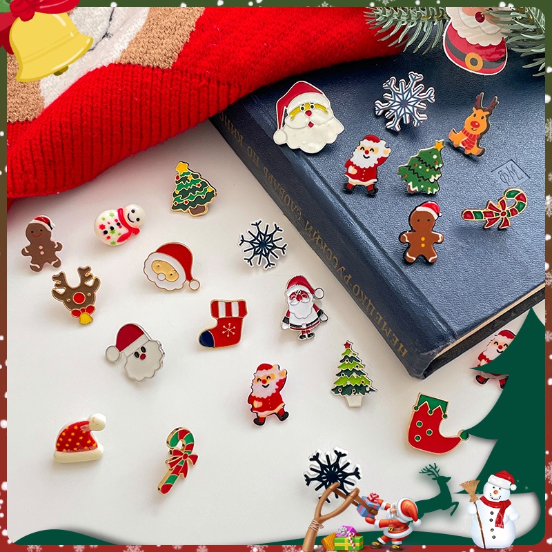 Set 6 Ghim Cài Áo Tạo Hình Chủ Đề Giáng Sinh Dễ Thương Cá Tính Dành Cho Cả Nam Và Nữ