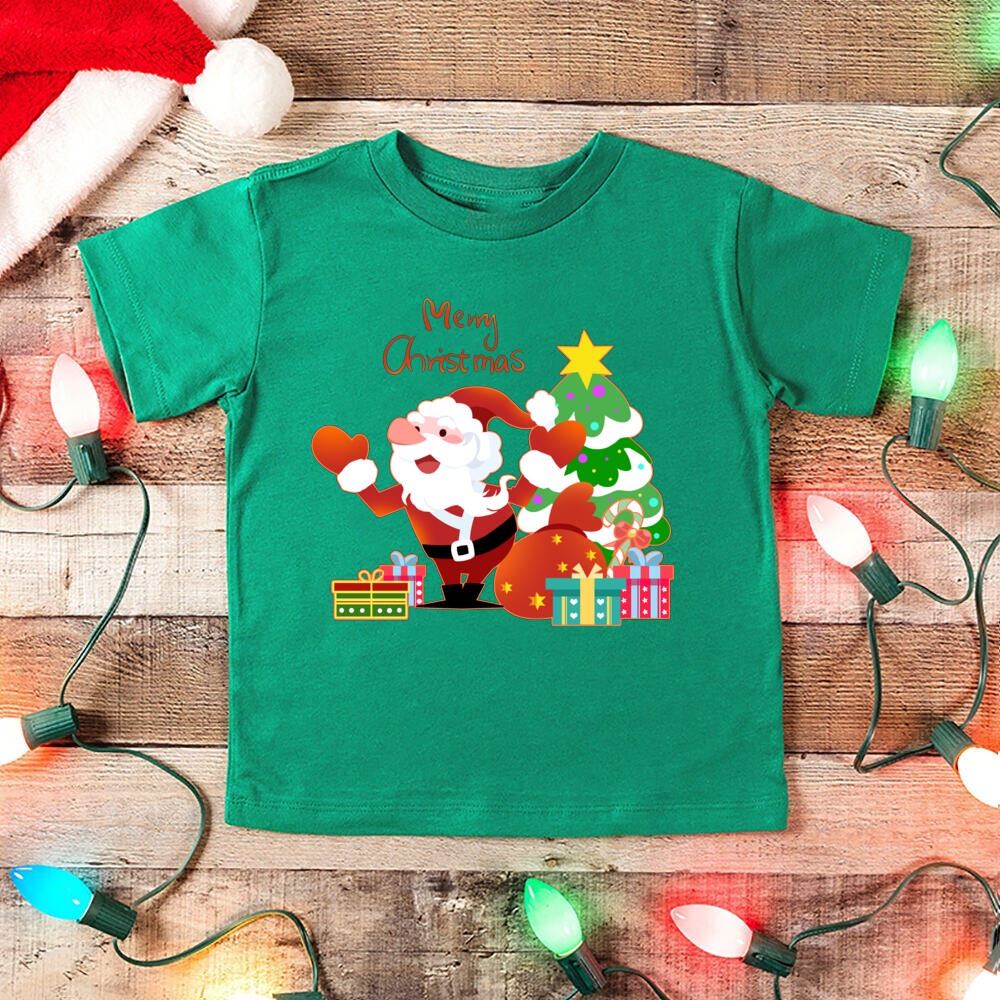 Áo Thun Tay Ngắn Cổ Tròn In Hình Ông Già Noel Giáng Sinh Năm Mới Cho Bé Trai Và Bé Gái