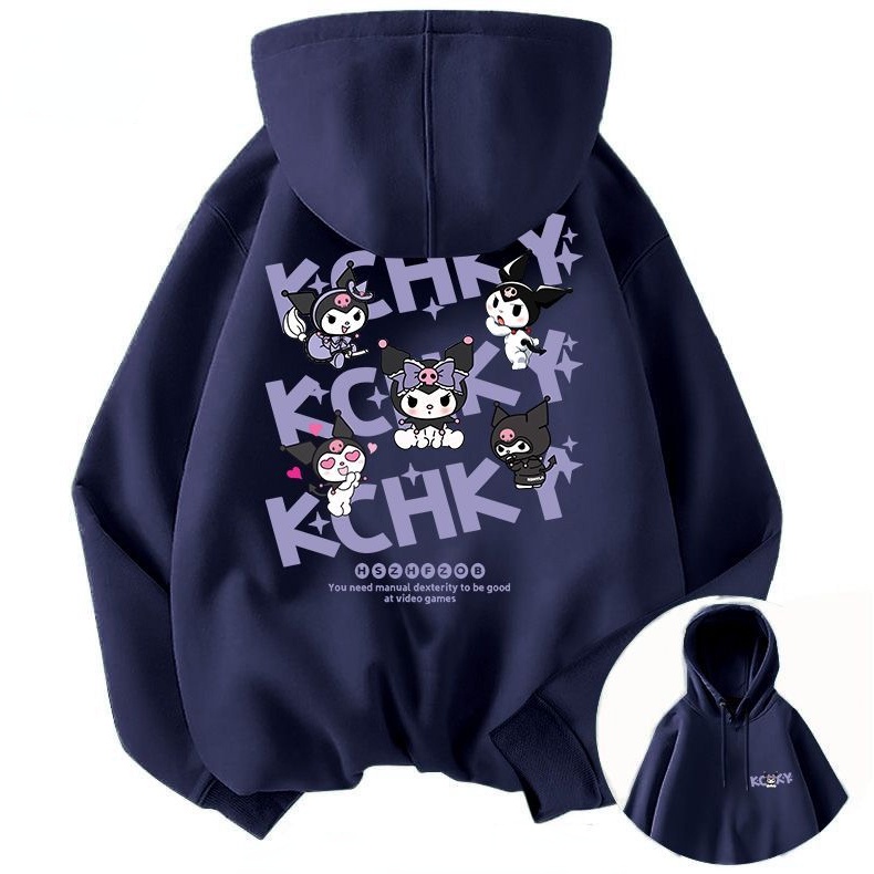 Hoạt Hình Áo hoodie Nữ Tay Dài Dáng Rộng In Hình kuromi Phong Cách Hàn Quốc