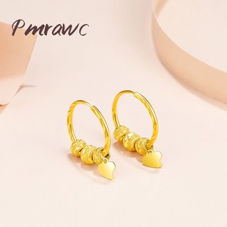 Pmrawc | bông tai mạ vàng hình trái tim đính hạt may mắn thời trang cho nữ fj1260