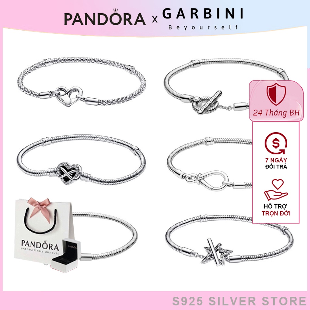 Vòng Tay bạc S925 Pandora Moments Sparkling Heart Clasp Snake Chain Bracelet Pan2015 Fullbox - Bạc S925 cao cấp