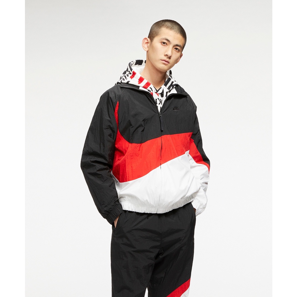 Áo Khoác Gió Unisex Cho Nam Nữ Nike Sportswear Big Swoosh Woven Jacket - Đen/Trắng