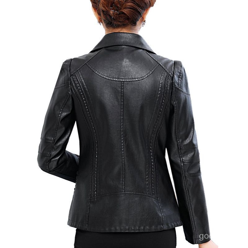 Áo Khoác Da pu Dáng Ngắn Thời Trang Mùa Thu 2023 Cho Phụ Nữ Trung Niên 40-50