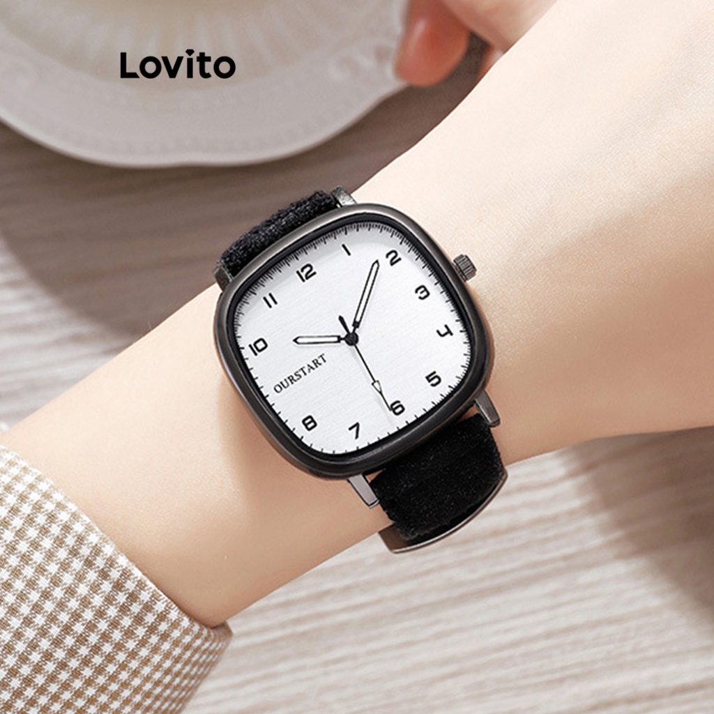 Đồng hồ quartz Lovito cơ bản màu trơn thường ngày cho nữ L69AD064 (Màu đen)