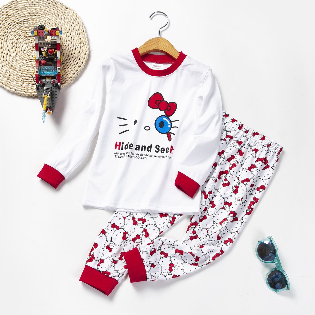 Xmas Bộ Đồ Ngủ 2 Món Áo Thun Tay Dài In Hình Chuột mickey Dành Cho Bé Gái