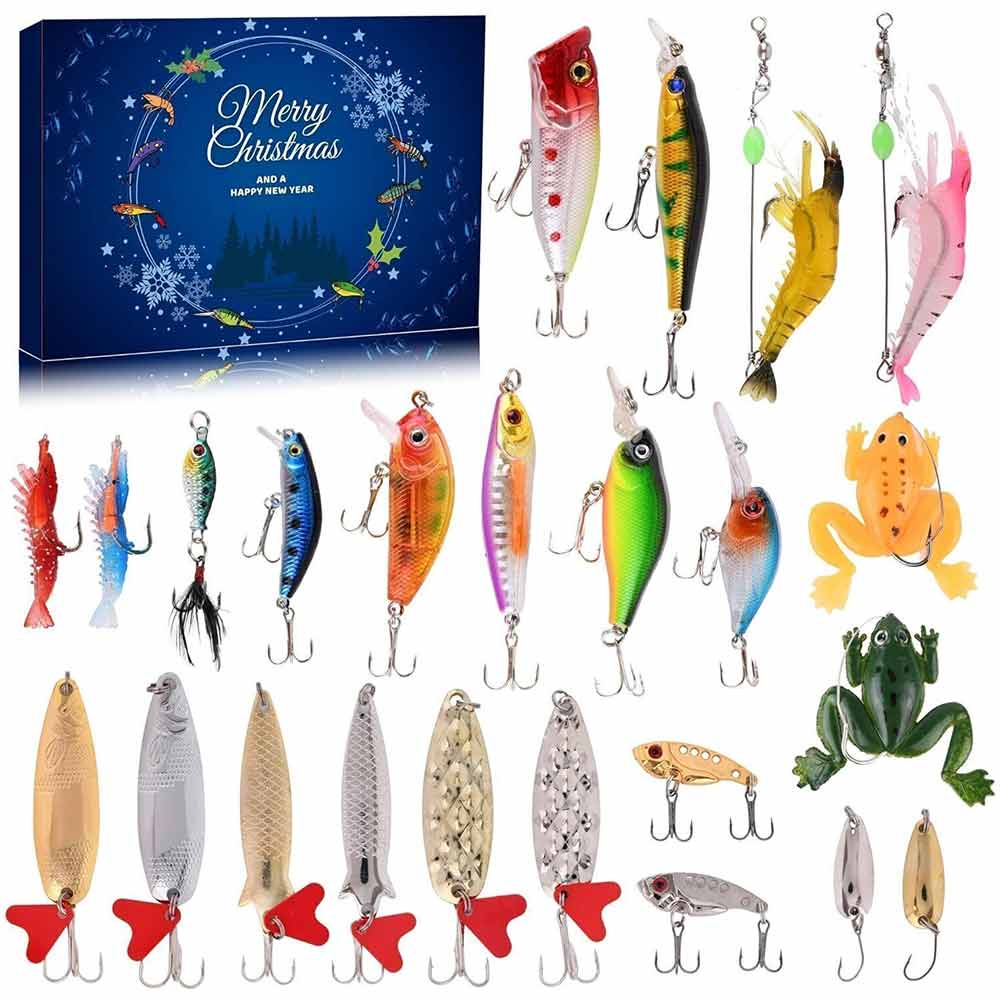 24 Days Christmas Advent Calendar Fishing Lure Set Calendar Blind Box  Men
