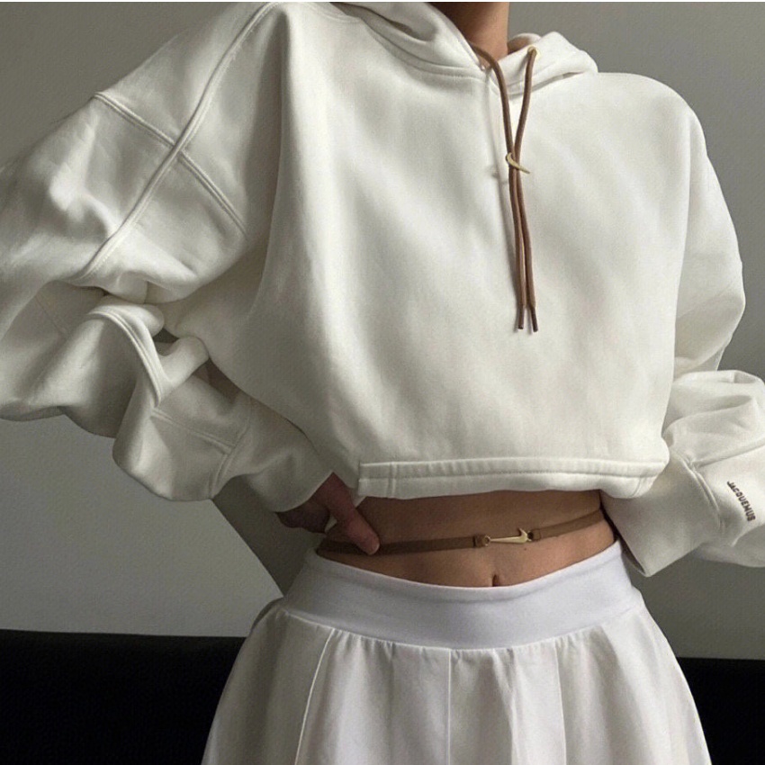 Áo Khoác Chui Đầu Màu Trắng Thêu logo nike Jacquardus x Chính Hãng 100% Cho Cặp Đôi