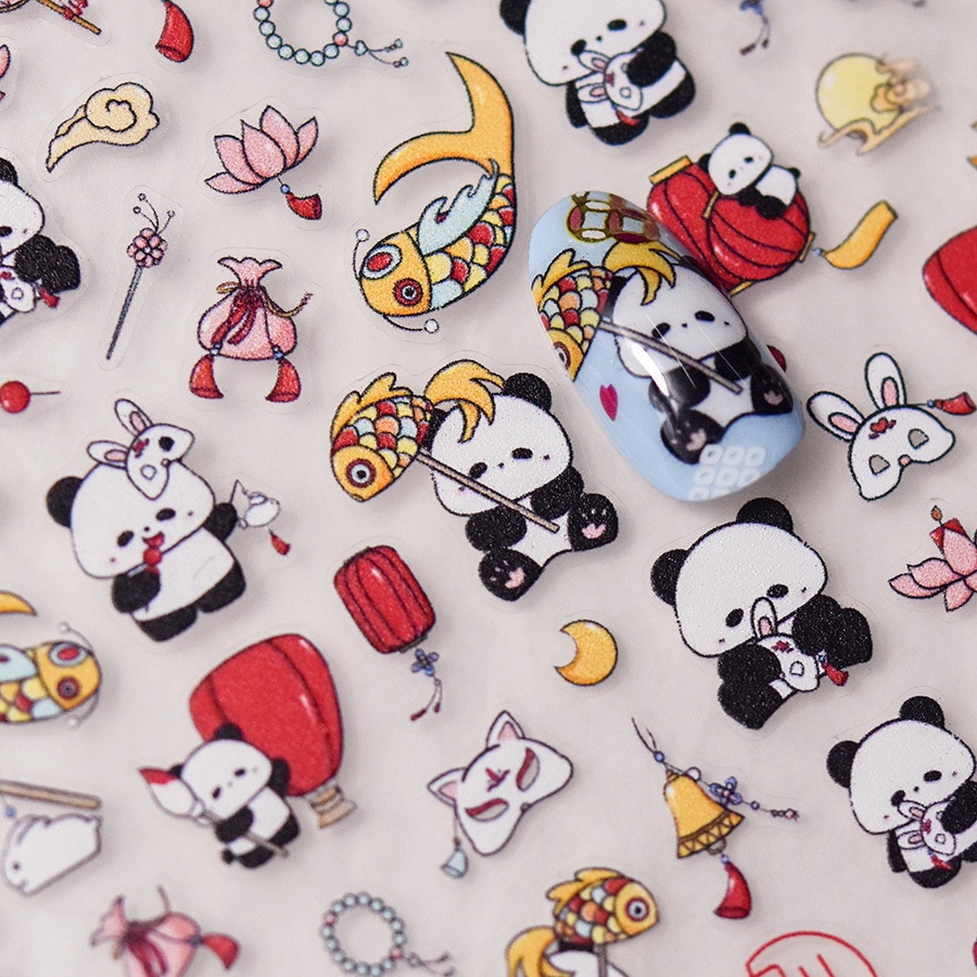 Hình Dán Móng Tay Thần Tài Năm Mới Phong Cách Nhật Bản