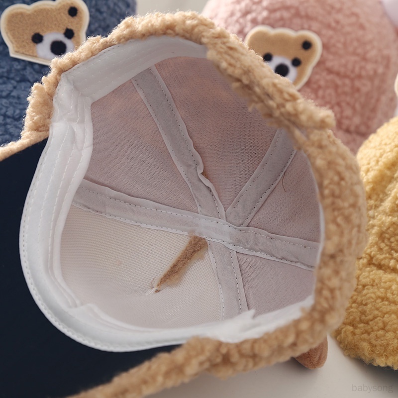 Mũ Bóng Chày Mềm Mại Thoáng Khí Thân Thiện Với Da In Hình Gấu Hoạt Hình Dễ Thương Ấm Áp Co Giãn Tốt