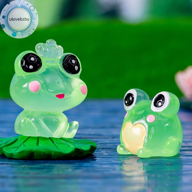 Ulovebsby Set 2 Đồ trang trí Chú Ếch Dạ Quang mini Trang Trí Tiểu Cảnh / Xe Hơi