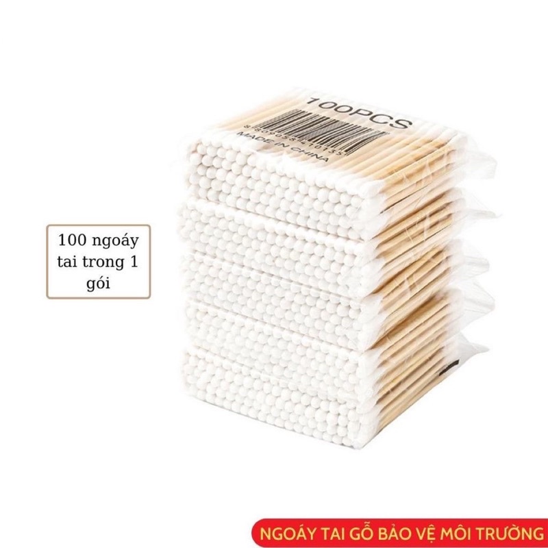 Tăm Bông Ngoái Tai Bằng Gỗ An Toàn Thân Thiện Môi Trường