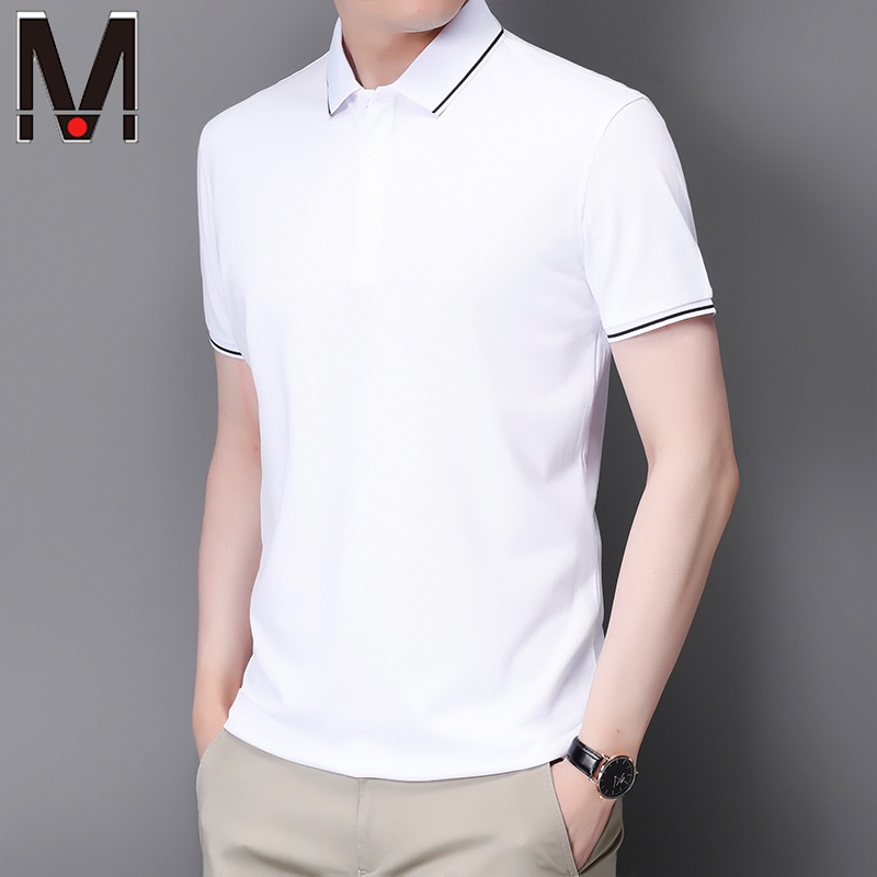 Áo polo Tay Ngắn Màu Trơn Thoáng Khí Thời Trang Công Sở Cho Nam