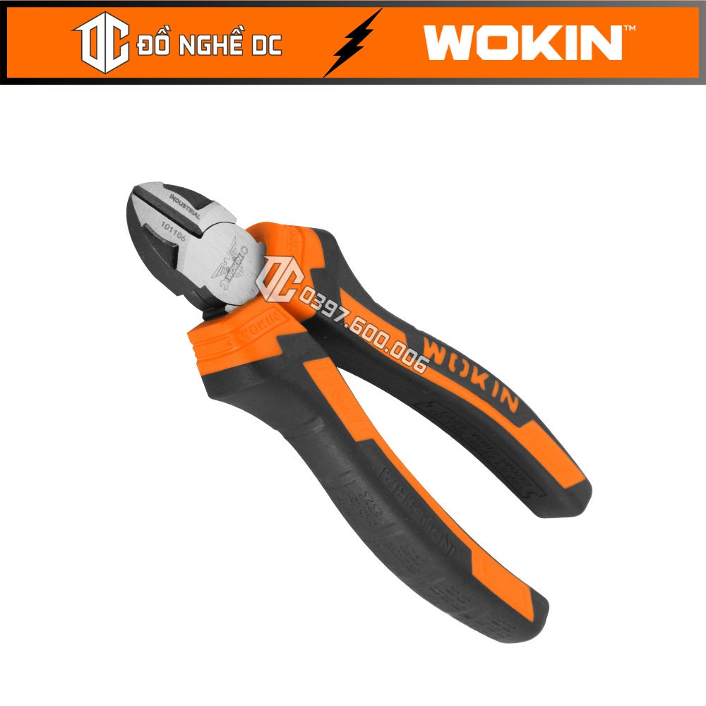 Wokin Kìm cắt công nghiệp đa năng 7"/180mm 101107  thép CR-V màu đen, dùng để cắt dây đồng, đồng thau, sắt,nhômvàthép-HP