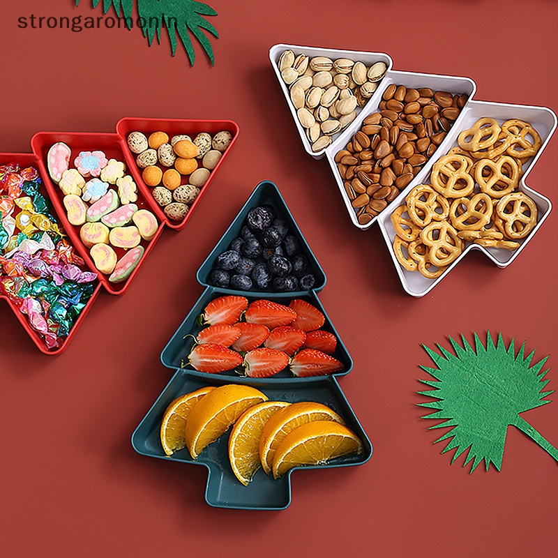 Đĩa Nhựa Đựng Thức Ăn Khô / Kẹo / Trái Cây Hình Cây Thông Giáng Sinh Sáng Tạo
