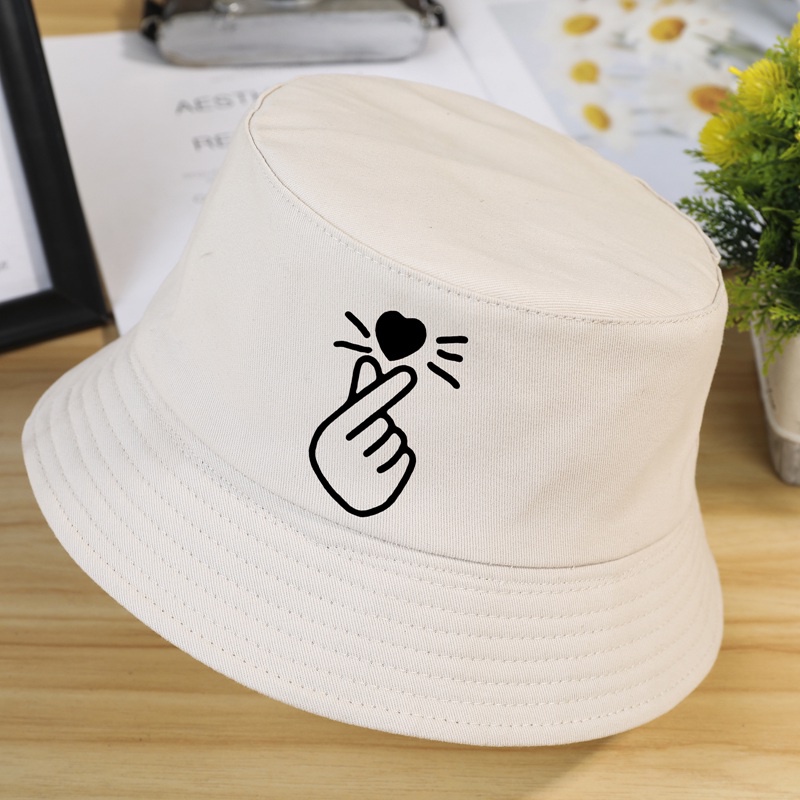 Hq Mũ Tai Bèo Họa Tiết Trái Tim Phong Cách Hiphop Đường Phố Hàn Quốc