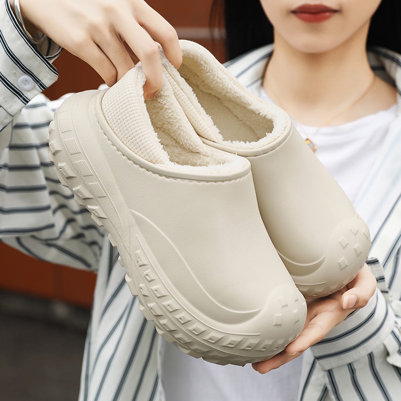 Dép Bông Đi Trong Nhà cotton Đế Dày Chống Nước Giữ Ấm Mùa Đông Phong Cách Mới Cho Cặp Đôi
