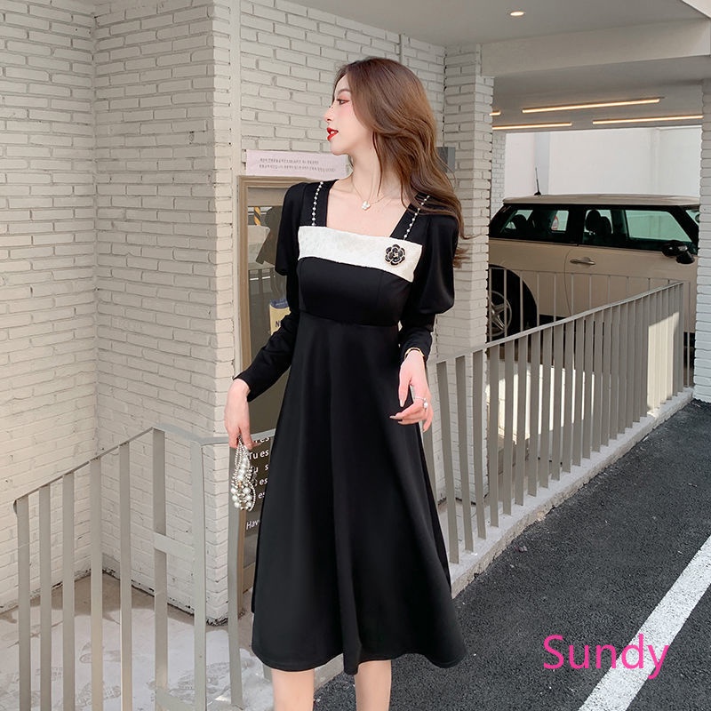 Đầm Thời Trang Xuân Thu Phong Cách Pháp Cổ Điển Sang Trọng Cho Nữ