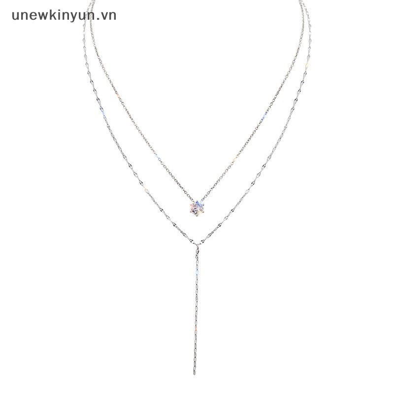 Uu Vòng cổ Hai Lớp Dáng Dài Đính Đá Lấp Lánh Thời Trang Quyến Rũ Dành Cho Nữ vn