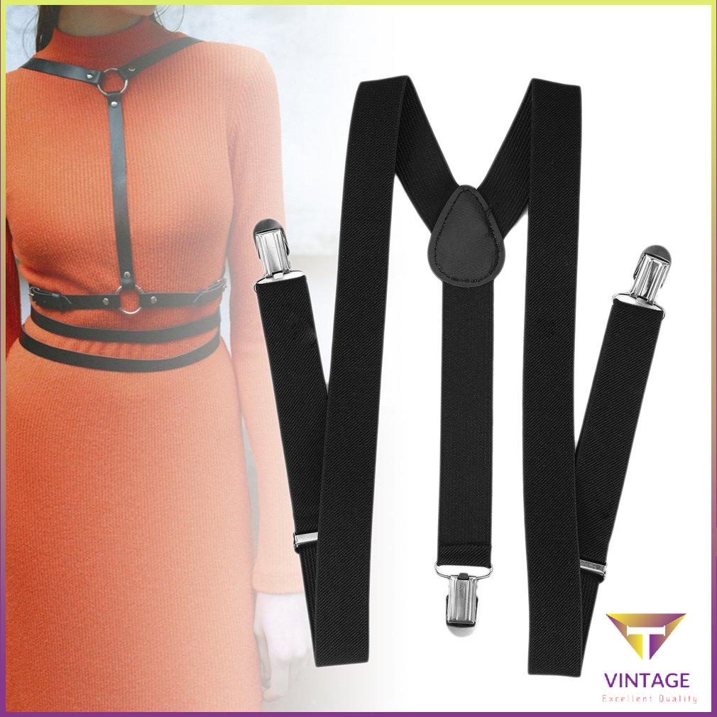 Adjustable Brace Clip-on Unisex Pants Elastic Child Y-back Suspender-Y Black