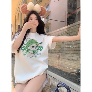 Áo thun nữ form rộng Guguno cotton 100% cổ tròn in basic