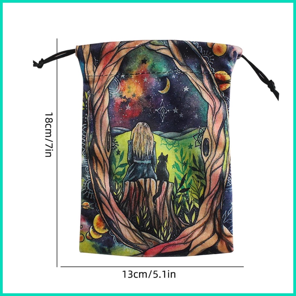 Tarot Túi Dây Rút Hai Mặt Đựng Đá / Trang Sức Chia Ngăn Tiện Dụng